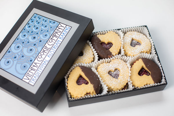 Valentine's Chocolate Linzer Heart Cookies, small | Vienna Cookie Company