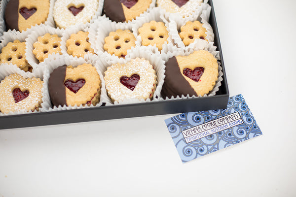 Raspberry Linzer Tarts with chocolate | Vienna Cookie Company